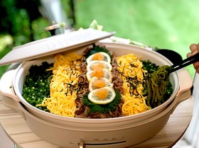 ホットプレートでアツアツ瓦そば