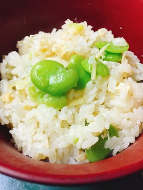 貝柱と空豆の炊き込みご飯ᕕ( ᐛ )ᕗ