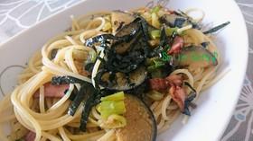 めんつゆで簡単☆なすとベーコン和風パスタ