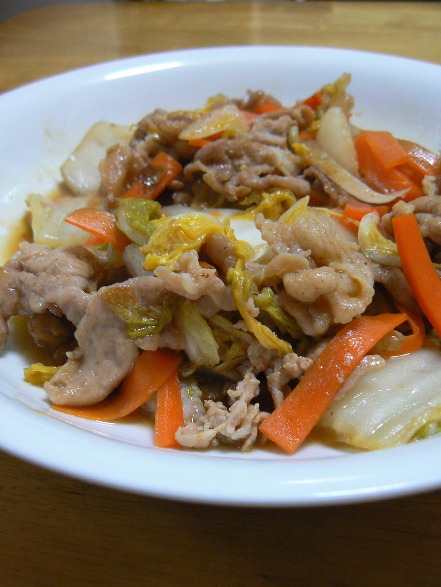 豚肉と白菜と人参のピリ辛炒め
