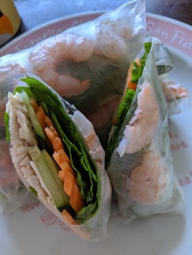 簡単生春巻き(エビと鶏むね肉)