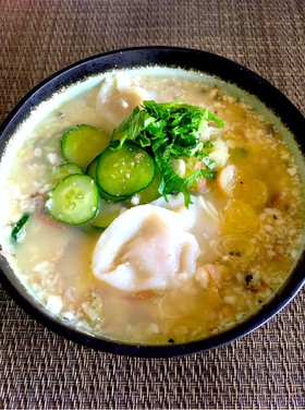 暑い夏に!サバ缶と水餃子de簡単!冷や汁