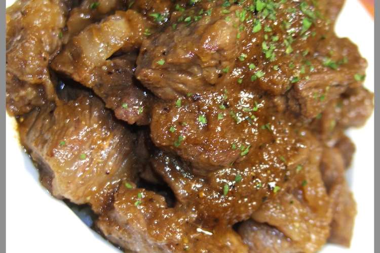 カレーシチュー用牛肉と宮だれでステーキ丼 レシピ 作り方 By しるびー１９７８ クックパッド 簡単おいしいみんなのレシピが353万品