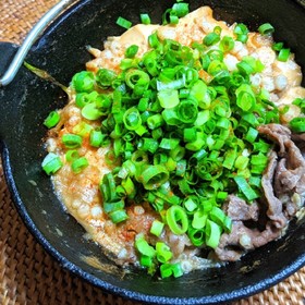 揚げ玉肉豆富