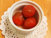 冷凍で皮むき楽々♪ミニトマトマリネの写真