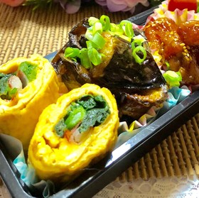 ♡簡単*菜の花とカニカマ玉子巻き巻き〜♡