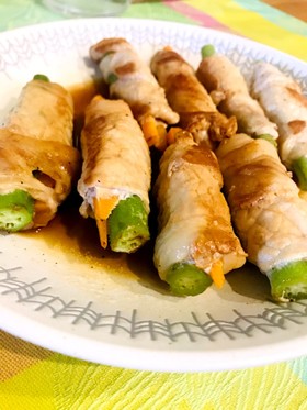 オクラとインゲンの肉巻き