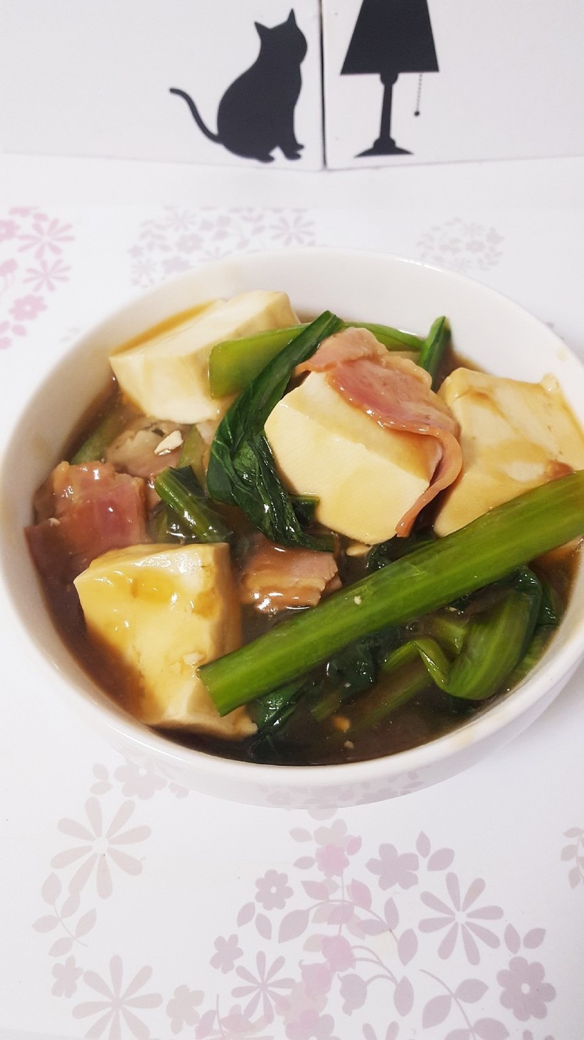 小松菜と豆腐のオイスターソース煮の画像