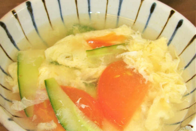 簡単 中華風スープ トマト 胡瓜 卵 レシピ 作り方 By Cook Lily クックパッド 簡単おいしいみんなのレシピが357万品