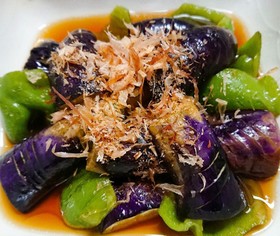 めんつゆで茄子とピーマンの揚げ浸し