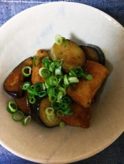 茄子と厚揚げの甘辛炒めの写真