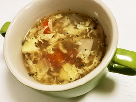 生姜が効いた卵と野菜のとろ〜りスープ♡