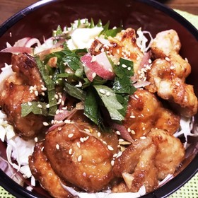 鶏唐揚げの簡単黒酢がけ丼
