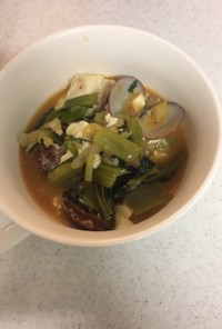 あさりと、小松菜のキムチチゲスープ