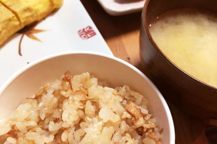 材料3つ ツナとなめ茸の炊き込みご飯 レシピ 作り方 By わくさくママ クックパッド