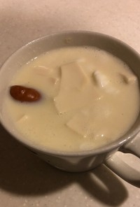 レンジで簡単！毎朝の半熟卵の豆乳スープ