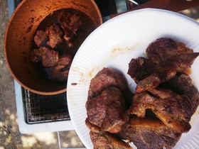 BBQにラム肉ステーキ☺️❤️☺️