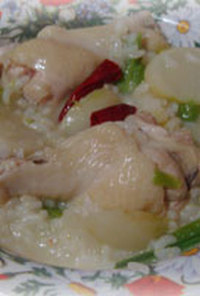 カブと鶏手羽のサムゲタン風スープ粥