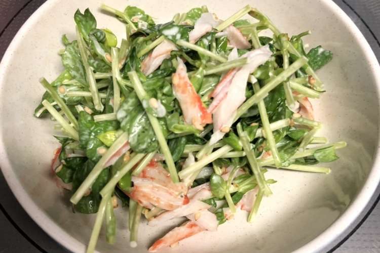 生のまま 豆苗とカニカマのマヨサラダ レシピ 作り方 By Marron326 クックパッド