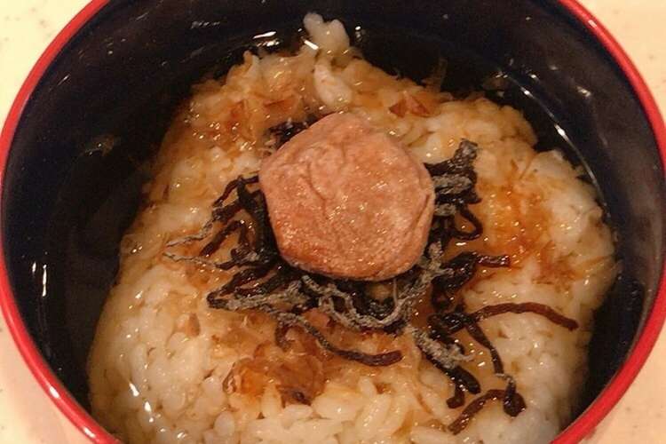 自家製梅干し 塩こんぶ おかかの麦茶漬け レシピ 作り方 By クックまいななパパ クックパッド