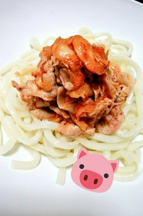 レンジで豚キムチうどん◎