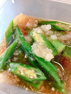 オクラの煮浸し 大根おろしと麺つゆで