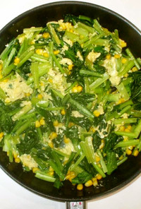 小松菜と卵の野菜炒め♪簡単フライパンで