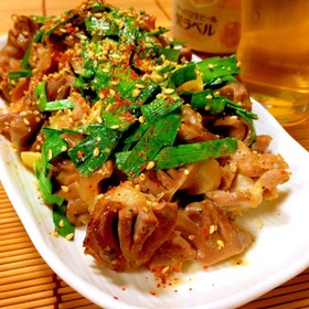 砂肝(砂ずり)とニラの塩ダレ炒め☆