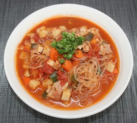 糖質☆乾燥こんにゃくパスタでラタトゥイユ