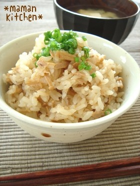 マヨ風味♡ツナとなめ茸の炊き込みご飯の画像