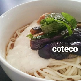 揚げなすとトロロ★冷やしうどん