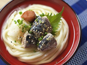 サバ水煮缶の梅おろしうどん