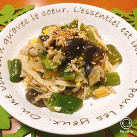 豚肉ピーマン茄子でソーメンチャンプルー♪