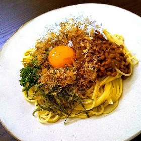 納豆、しらすの和風パスタ