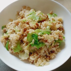 味付け不要 納豆とレタスの炒飯