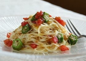 トマトとオクラのカッペリーニの画像