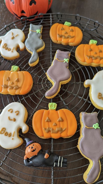 かぼちゃのハロウィンアイシングクッキーの写真