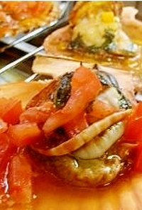 檜扇貝のニンニクバジルソース(よか魚)　