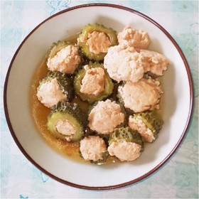 ゴーヤのあっさり肉詰め煮込み