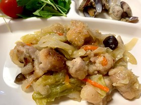 鶏と野菜の塩香草炒め