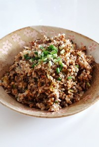 ひきわり納豆と高菜の炒飯