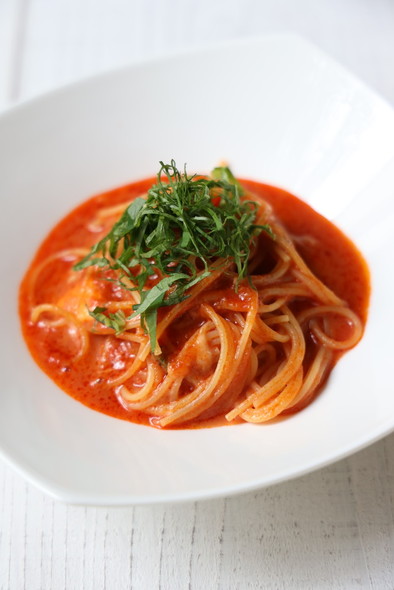 大葉トマトソースのスパゲッティの写真