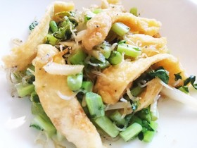 大根葉としらすとうすあげの炒め煮