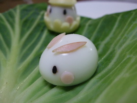 キャラ弁★うずら卵の簡単うさぎ