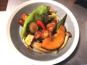 夏野菜の黒酢合え