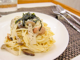 きのことチキンの和風クリームパスタ