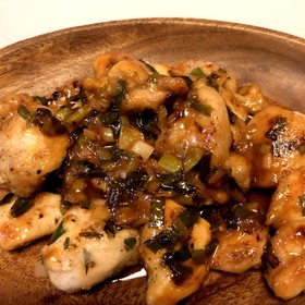ネギとニラの甘酢チキン