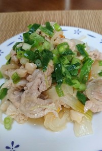 豚肉の生姜焼きベースの炒め(^-^)