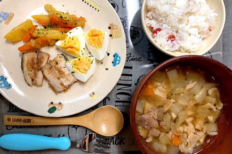 2歳児幼児食 豚汁 プレート 梅しらす レシピ 作り方 By Nao クックパッド 簡単おいしいみんなのレシピが360万品