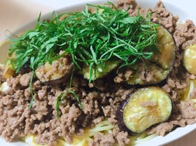茄子の肉味噌パスタ
